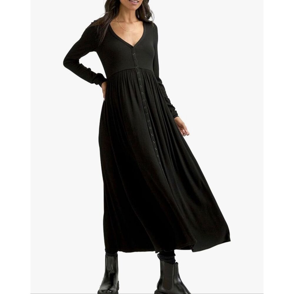 HATCH The Softest-Rib 3/4 Sleeve Nursing Maternity Lightweight Knit Maxi Dress